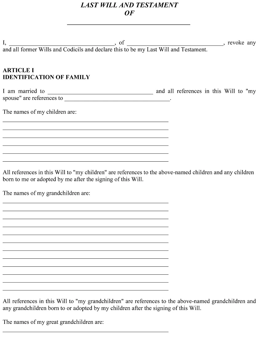 Grandparent Will Including Great Grandchildren Word