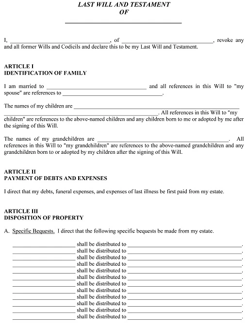 Grandparent Will Without Trust Fund For Grancdhildren PDF